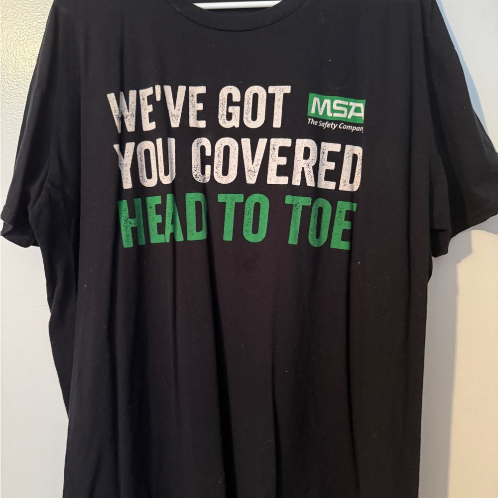 Anvil Black and Green Short Sleeve Tee with Bold Text Design